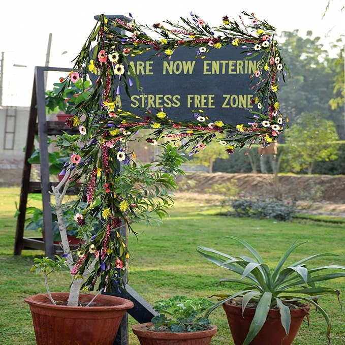 2PCS Artificial Wildflower Garland, 6FT Faux Flower Hanging Vine, Spring Summer - Image 2