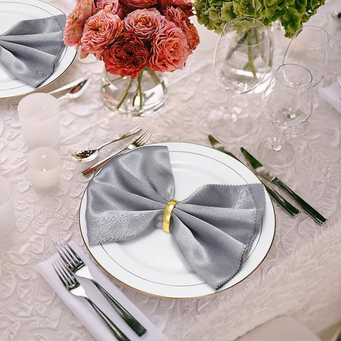 KPOSIYA Napkin Rings Set of 12, Metal Gold Napkin Rings Bulk - Image 5