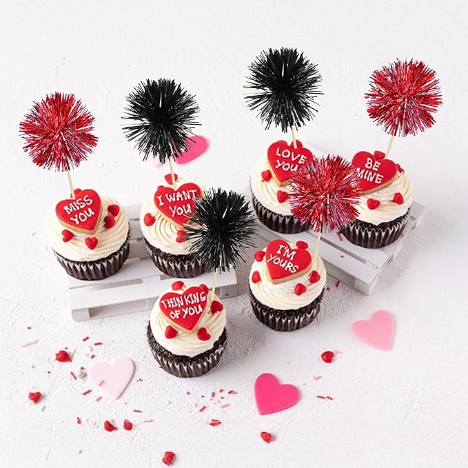 Ephlyn 30Pcs Foil Firework Cupcake Toppers Party Birthday Cake Toppers Supplies - Image 4
