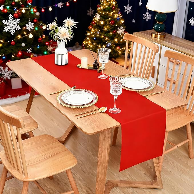 Farmhouse Red Table Runner Dining Table Runners 60 Inches Long Coffee Table - Image 2