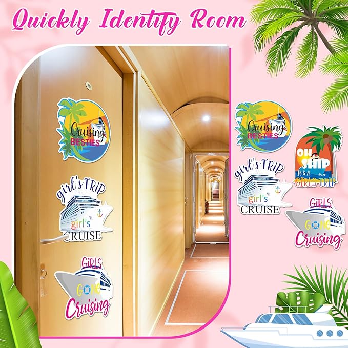 Hoteam 4 Pcs Girls Trip Cruise Door Decorations Magnetic Large Girls Cruise - Image 4
