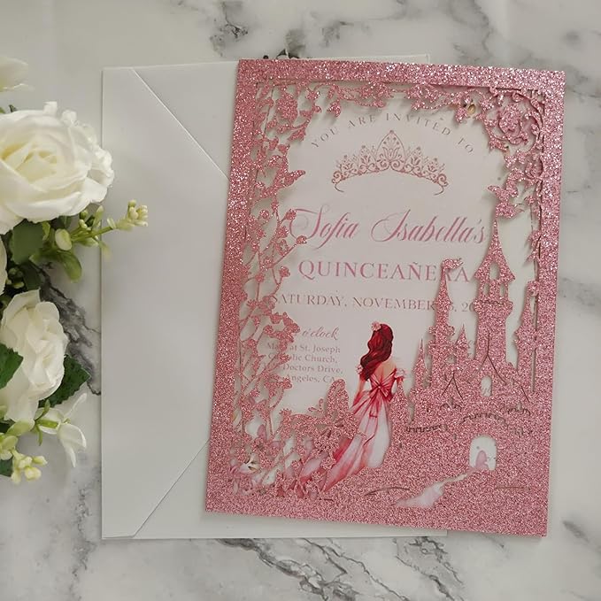 20PCS Castle Pocket Invitations, Quinceanera Invitations - Image 6
