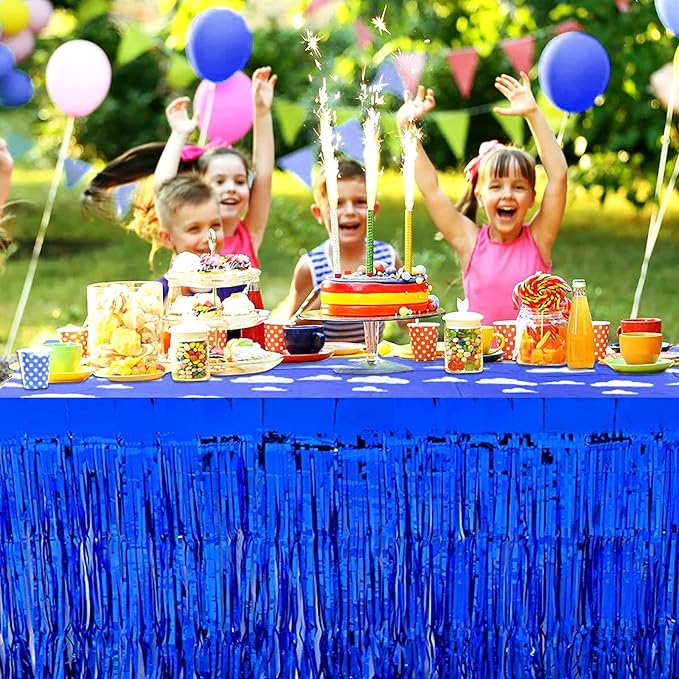4 Pack 29x108 Inch Metallic Foil Fringe Tinsel Table Skirts - Image 4