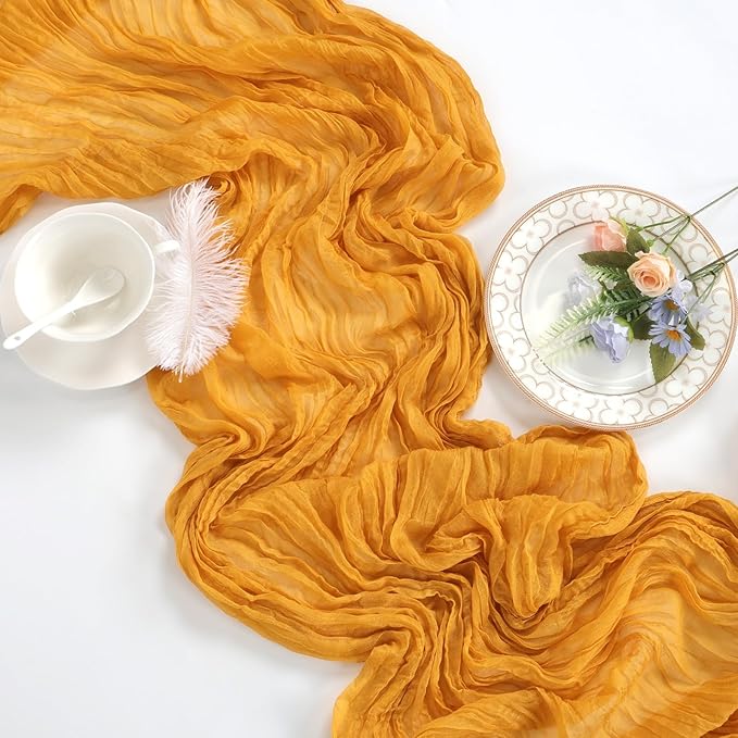 6 Pack Gold Cheesecloth Table Runner 10ft Boho Gauze Fabric Cheese Cloth Table - Image 6