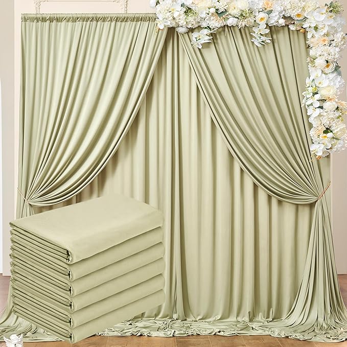 30 ft x 10 ft Wrinkle Free Sage Green Backdrop Curtain by Outpain