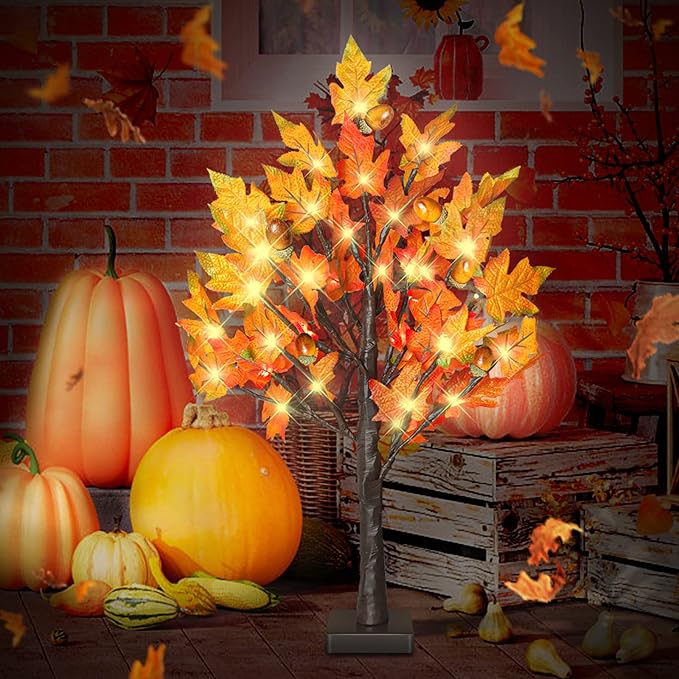24 Inch Fall Lighted Maple Tree, 2FT Fall Tree - Image 6