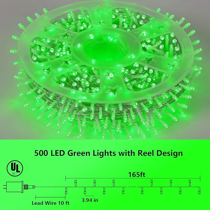 YEGUO 165ft 500 LED Halloween Lights Outdoor Waterproof, 8 Modes Clear Wire - Image 2