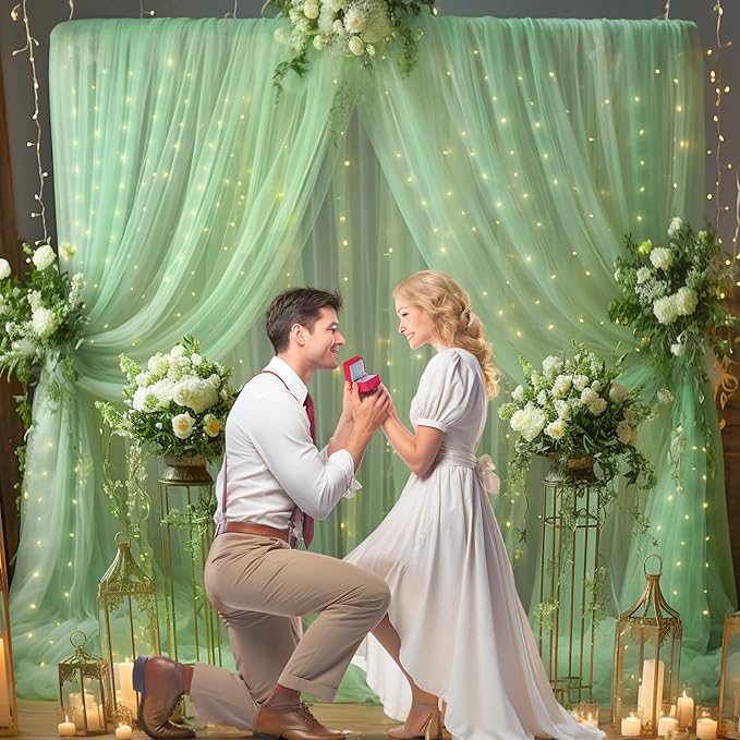 20×10ft Green Tulle Backdrop Curtain - Image 5