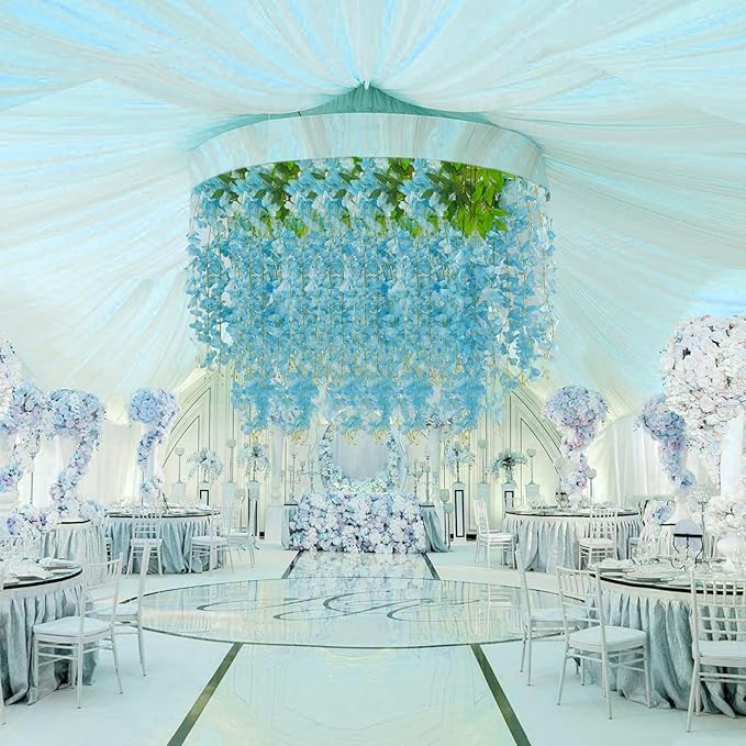 36 Pack Blue Wisteria Hanging Flowers, 3.44 Ft Fake Hanging Flowers, Artificial - Image 6