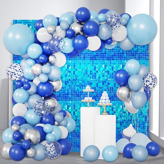 24PCS Colorful Lake Blue Shimmer Wall Backdrop, Square Sequin Photo Backdrops - Image 5