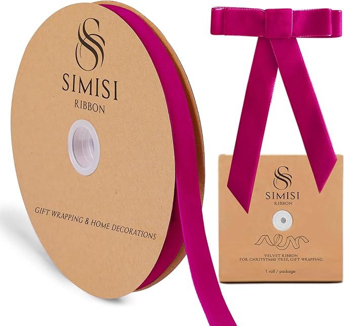 Hot Pink Velvet Ribbon 5/8'' 25 Yards by SIMISIRIBBON