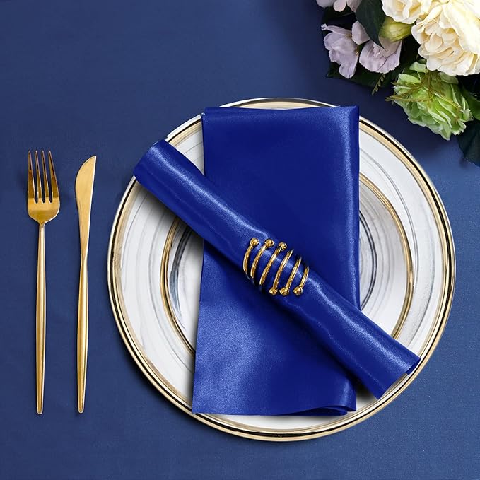 Horbaunal 30 Pack Royal Blue Satin Napkins 17 x 17 Inch, Square Soft Table - Image 7