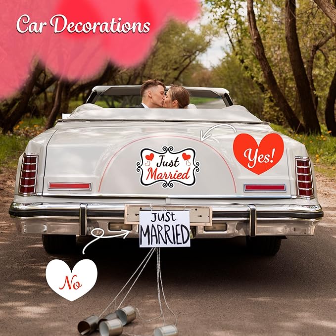 Just Married Car Decorations, 12x8 Magnet Decals - Image 3