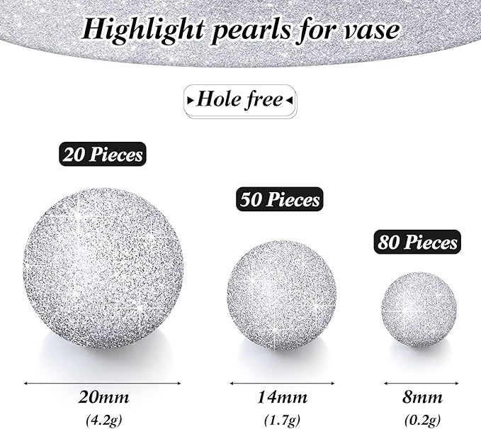 150 Pieces Vase Filler Faux Pearls Vase Makeup Beads No Hole Gloss Bead Mixed - Image 2