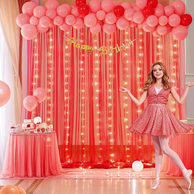 Red Tulle Backdrop Curtain - Image 3