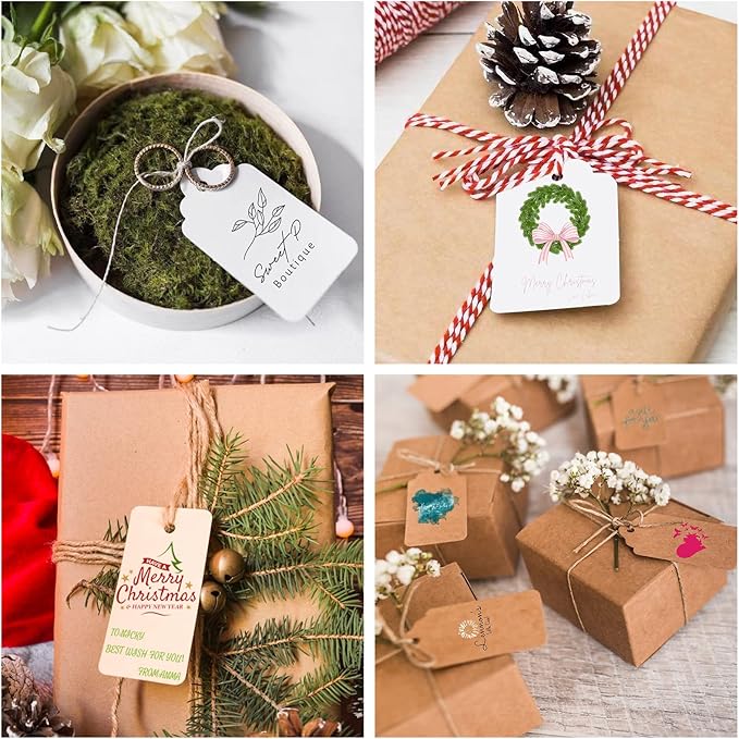 Custom Hang Tags, Personalized Logo Text Price Tags Kraft & Paper Gift Tags - Image 3