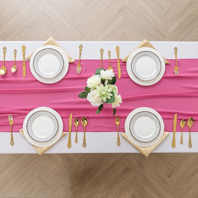 6Pack 9ft Chiffon Table Runner 14x108 Inch Sheer Romantic Table Runner - Image 3
