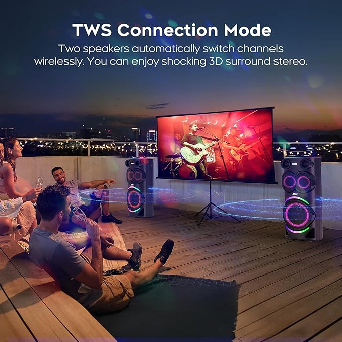 25.9''Karaoke Machine with Two Wireless Microphones and Dynamic Party Lights - Image 2