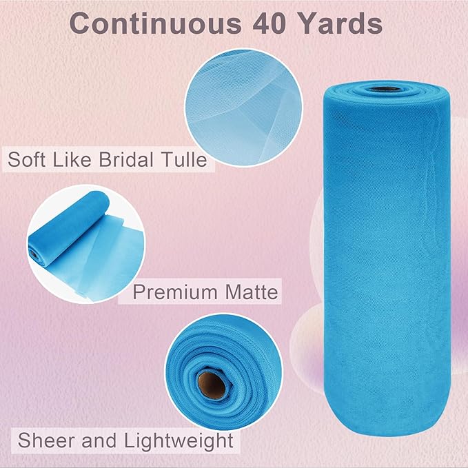 Turquoise Tulle Fabric Roll Spool Bolt Large Tulle Wedding Party Decoration - Image 2