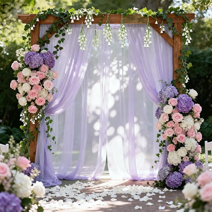 Wedding Arch Draping Fabric 29" x 18 FT Lavender Sheer Chiffon Outdoor Curtain - Image 2