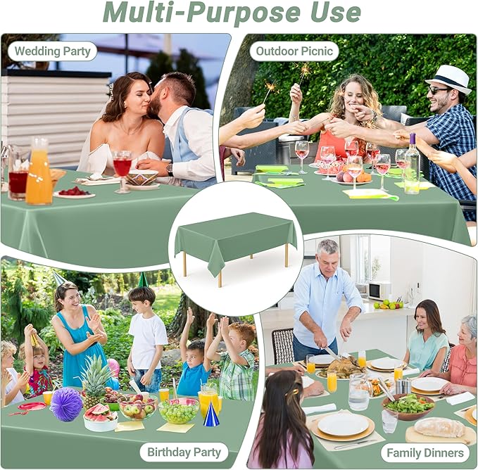 QZYL 12 Pcs Rectangle Tablecloth, 54 X 108 Inches Plastic Table Cover, - Image 6