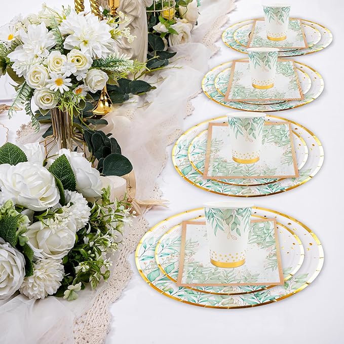 280 Pcs Greenery Plates and Napkins Party Supplies - Image 4
