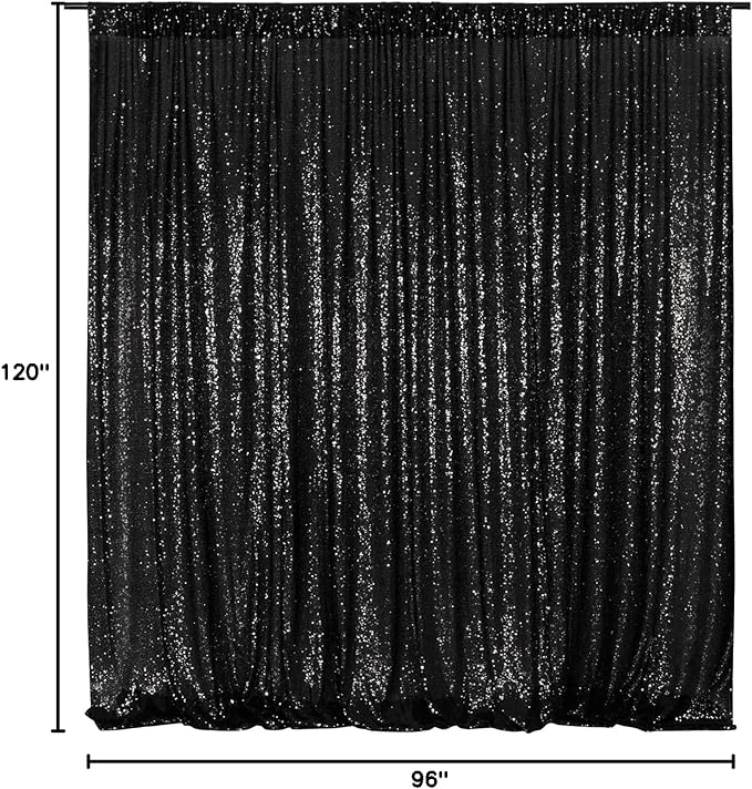 Poise3EHome Black Sequin Backdrop, 8FT x 10FT Sequin Photography Backdrop - Image 10