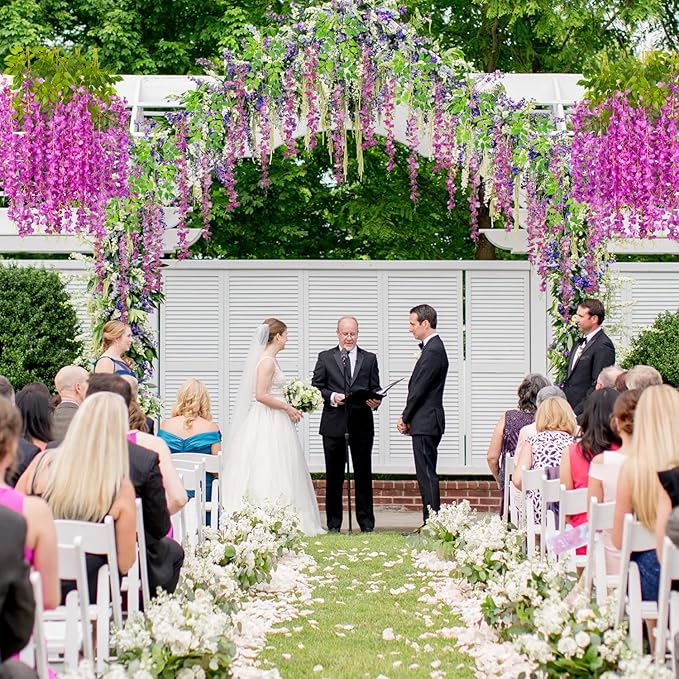 24 Pack Artificial Fake Wisteria Vine Ratta Hanging Garland Silk Flowers String - Image 7