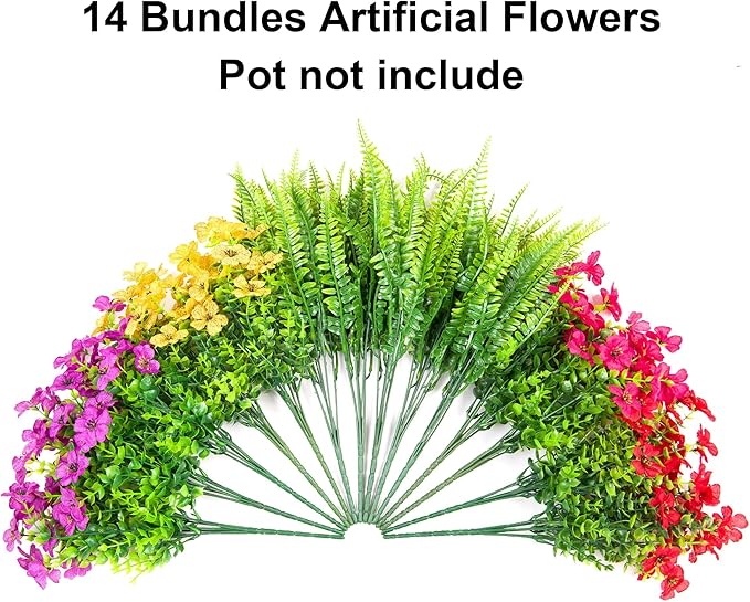 HyeFlora Artificial Faux Outdoor Flowers Plants - Image 3