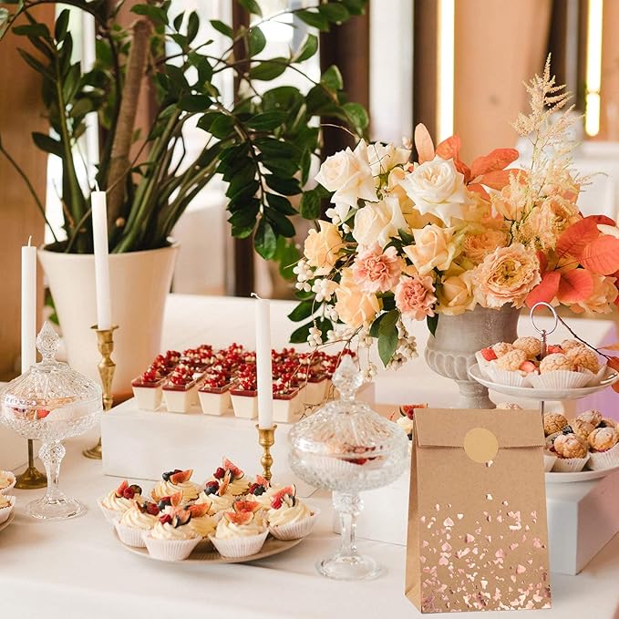 Cooraby 30 Pieces Kraft Paper Bronzing Rose Gold Bags - Image 6