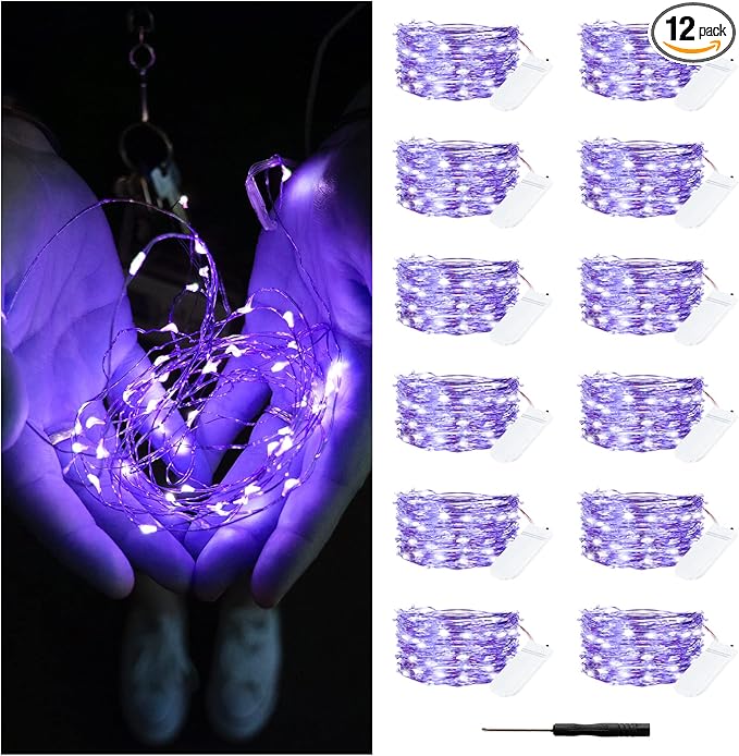 12 Pack Fairy Lights Battery Operated String Lights，7FT 20LED Waterproof Silver by Bexdir