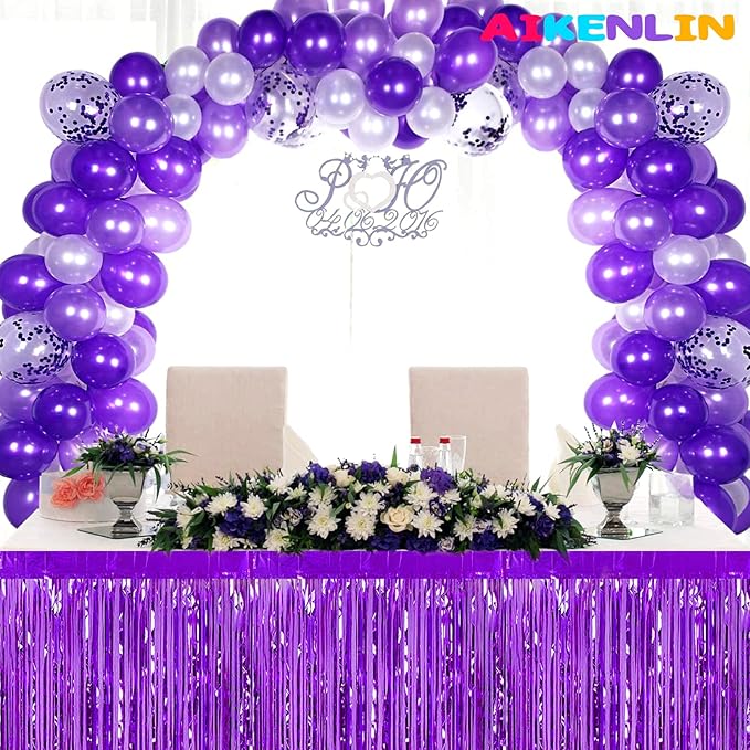 6 Pack 29x108 Inch Metallic Foil Fringe Tinsel Table Skirts Banner - Image 5