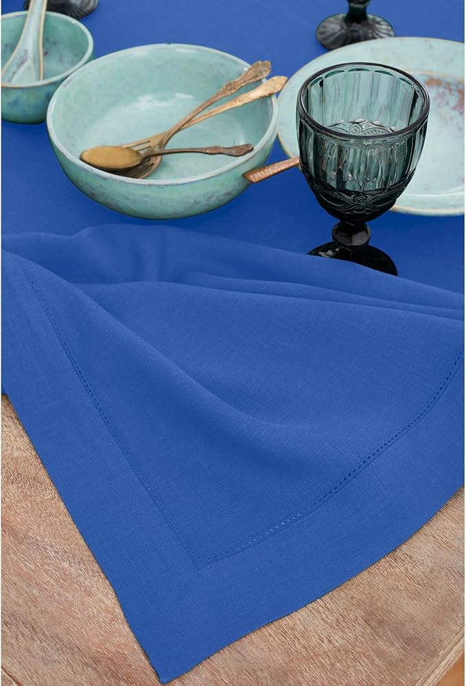 Solino Home Royal Blue Linen Tablecloth 54 x 72 Inch - Image 3