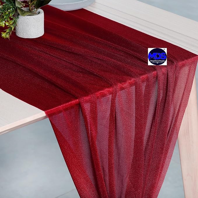 MDS 15 Pack 10ft Chiffon Table Runner 29 x 120 Inches Sheer Wedding Runner - Image 3
