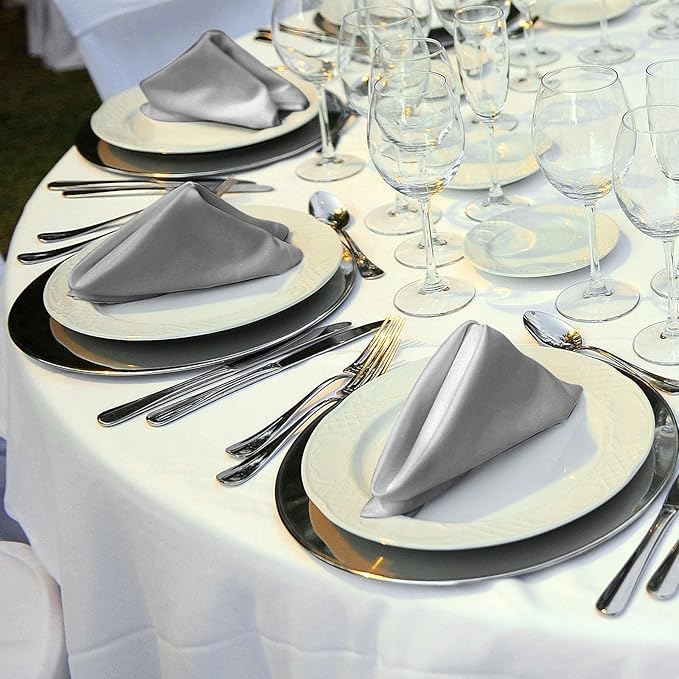 ANECO 12 Pieces Satin Napkins Soft Dinner Napkins Square Table Napkins 17 x 17 - Image 6