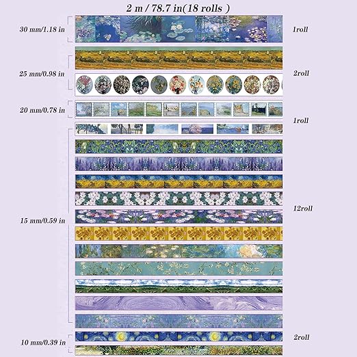 18 Rolls Washi Tape Set Art washi Tape - Image 3