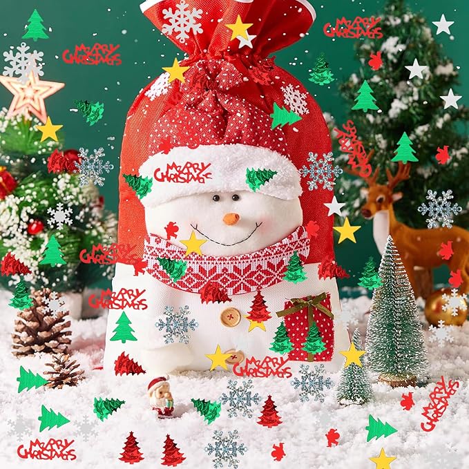 4800pcs Christmas Confetti, Xmas Table Confetti Snowflake Santa Claus Metallic - Image 5