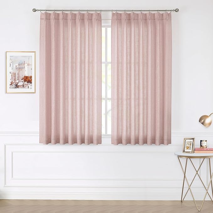 Vision Home Pink Pinch Pleated Semi Sheer Curtains - Image 2