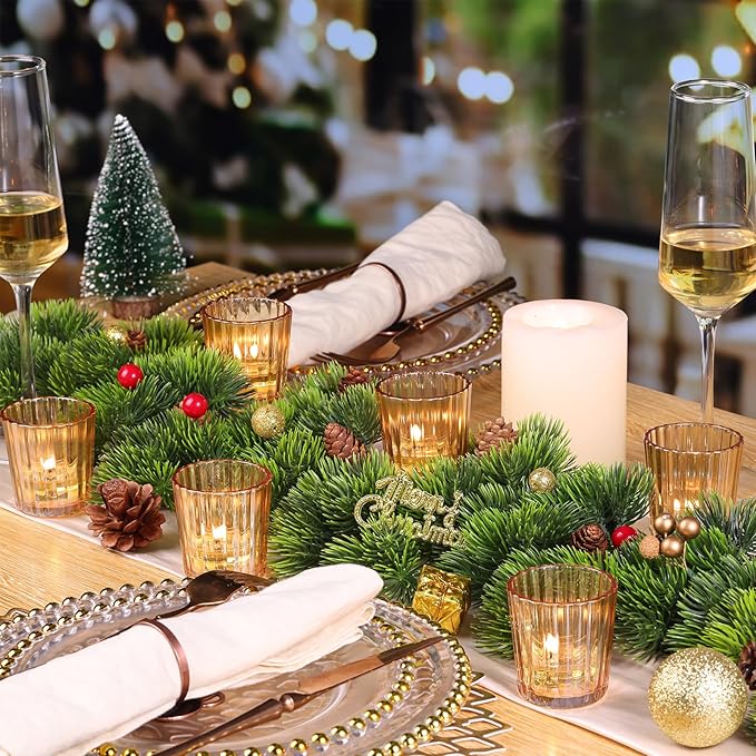 8PCS Vintage Ribbed Gold Votive Candle Holders, Glass Candle Holder - Image 6
