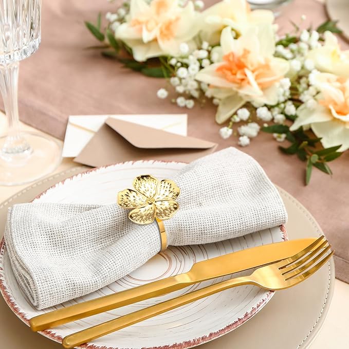 Bokon 50 Pcs Gold Napkin Rings Metal Napkin Holders Rings Bulk - Image 4