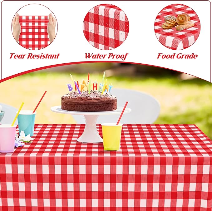 12Pack 54" x 108" Table Cloth Rectangle Table, Waterproof Plastic Table Cloth - Image 3