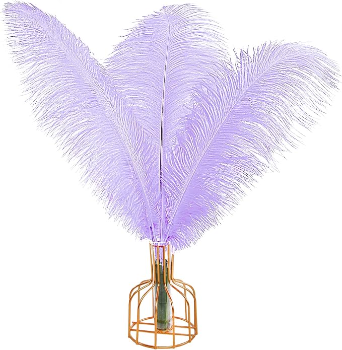 THARAHT Lavender Ostrich Feathers 12pcs Large Natural Bulk 16-18Inch 40cm-45cm by THARAHT