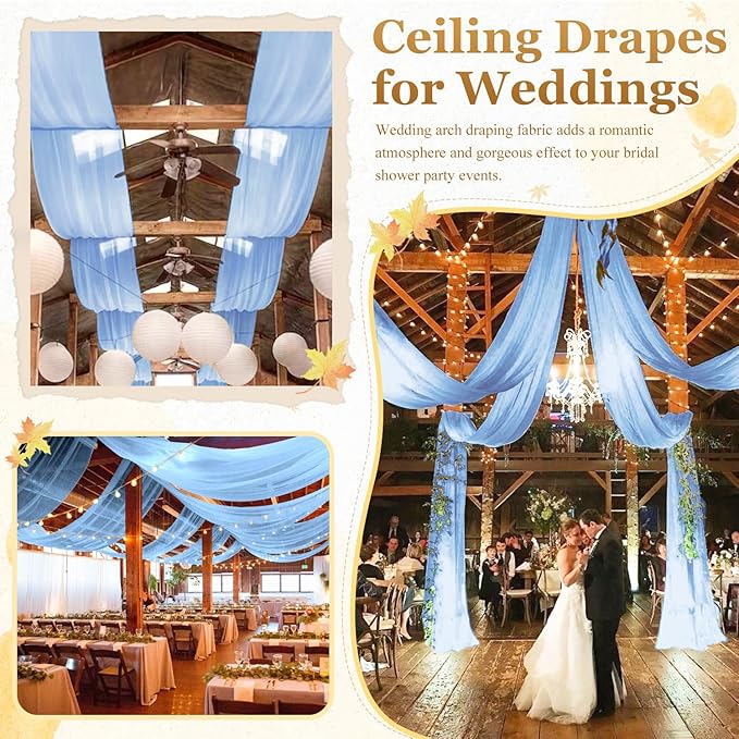 MODFUNS Wedding Drapes Ceiling Decorations Baby Blue Wedding Arch Drapes - Image 7