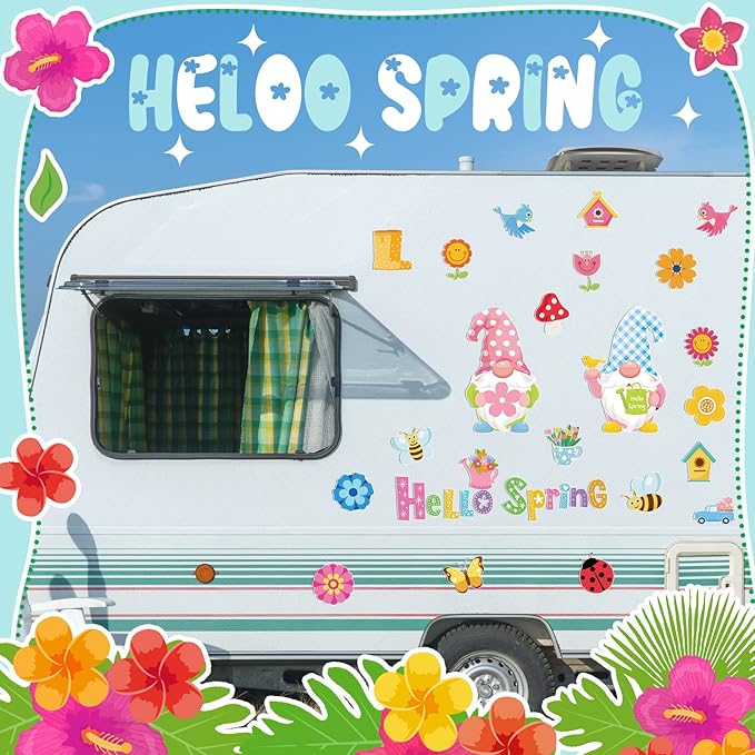 25 Pcs Hello Spring Magnet Car Decorations Colorful Waterproof Flowers - Image 5