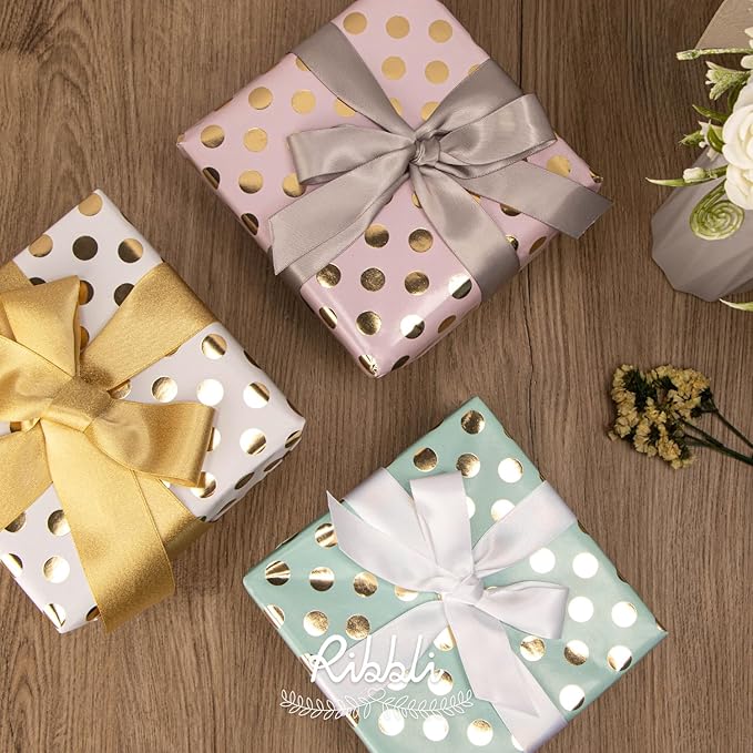 Ribbli Birthday Wrapping Paper Polka Dots Gift Wrap - Image 8
