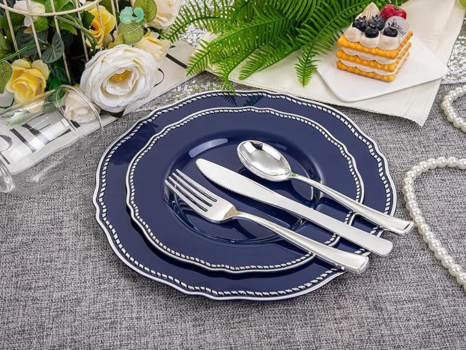 Hioasis 60pcs Blue Plastic Plates - Image 9