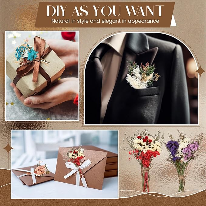 Layhit 12 Pack Boho Dried Flower Bouquet Mini Wedding Handmade Dry Flowers Decor - Image 5