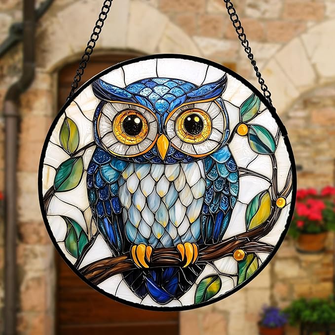 Stained Glass Window Hanging, Owl Gifts - Image 2
