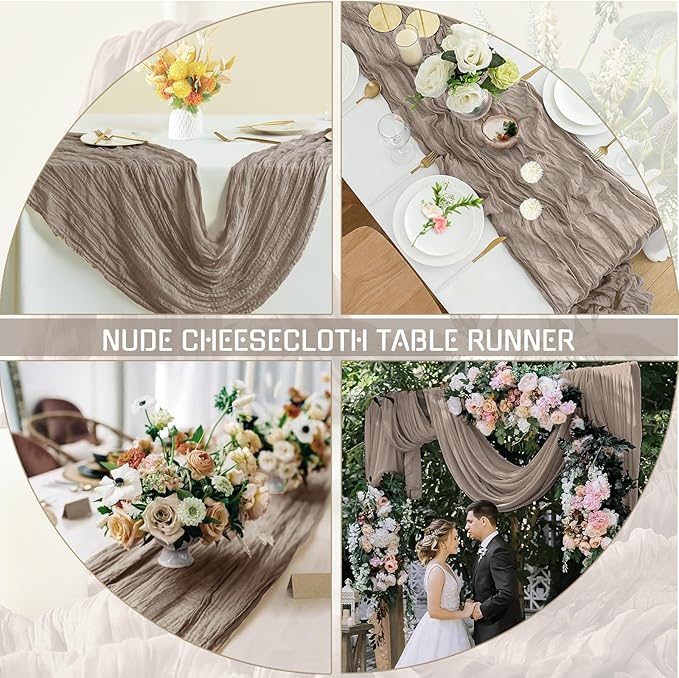 16PCS Nude Cheesecloth Table Runner 10FT Table Runner Cheesecloth 35x120Inch - Image 7