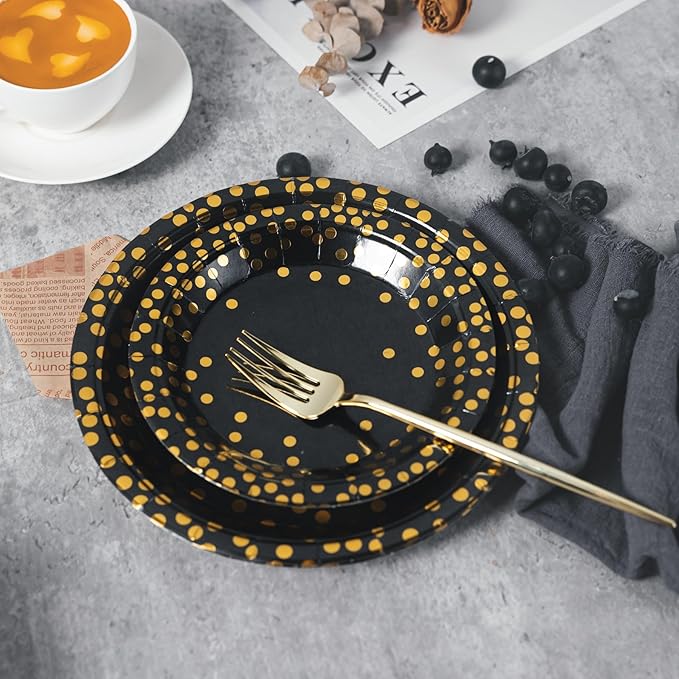 Lullaby 120PCS Black Paper Plates, Disposable Graduation Plates - Image 7